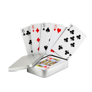 Klasické hracie karty v plechovke - matt silver