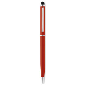 Hliníkové guľôčkové pero s dotykovou špičkou - red