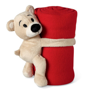 Fleecová deka s mackom - red